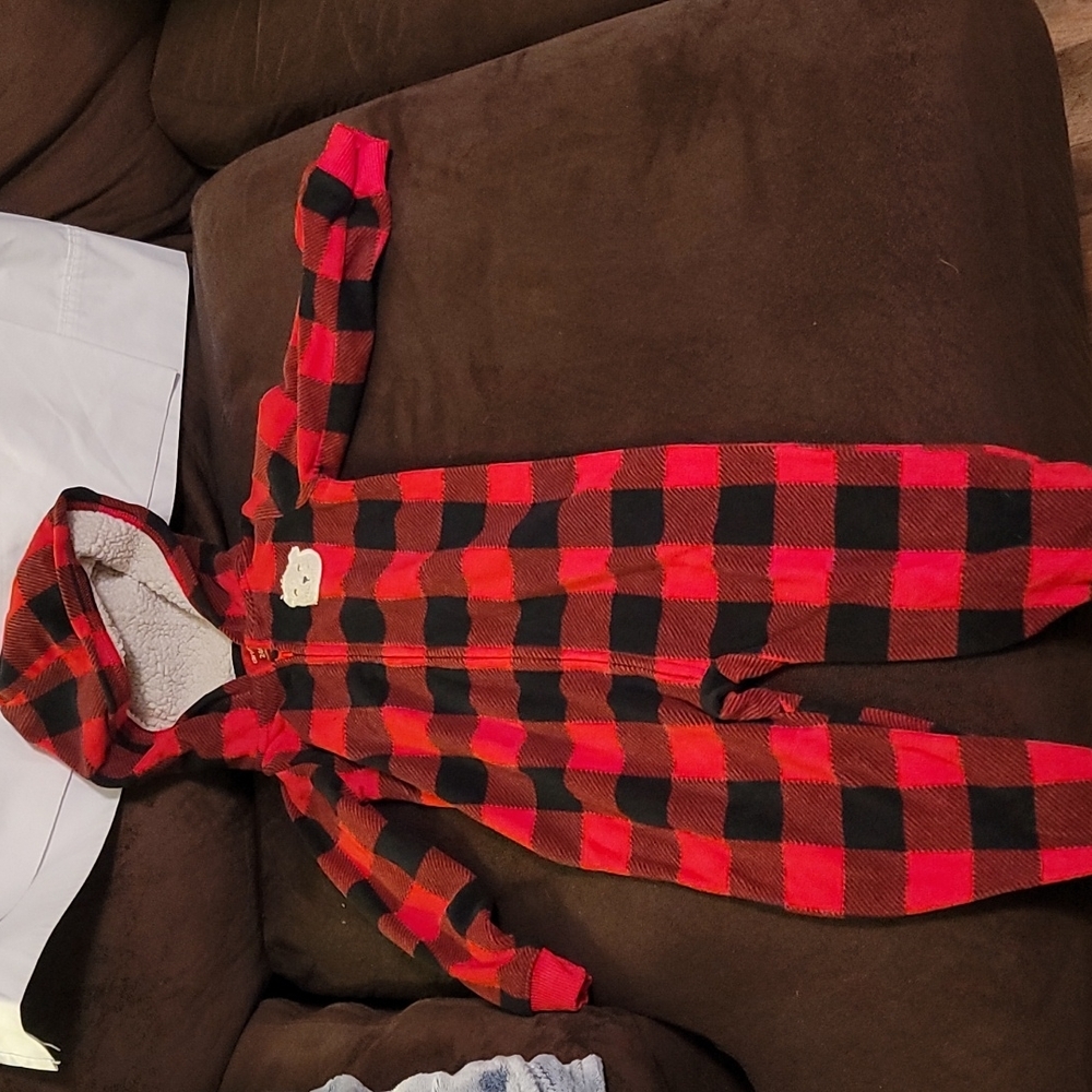 Carters Infant Buffalo Plaid Fleece One Piece Bodysuit